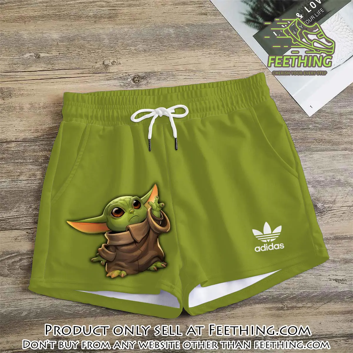 Premium baby yoda in adidas women shorts lady beach shorts wms1076 ft5932526